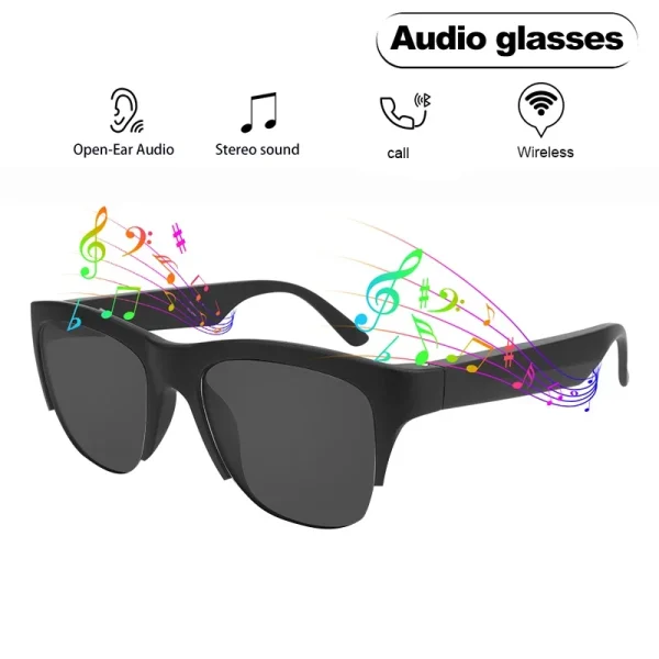 Smart Glasses Wireless Bluetooth Sunglasses Built-in Microphone Speakers Touch & Voice Assistant Compatible Glass for Men Women